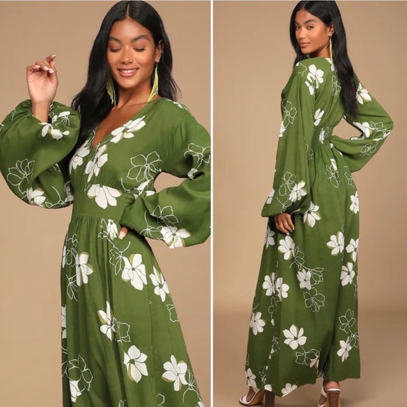 🪷BILLABONG NIGHT BLOOM LONG SLEEVE MAXI DRESS - Picture 2 of 8